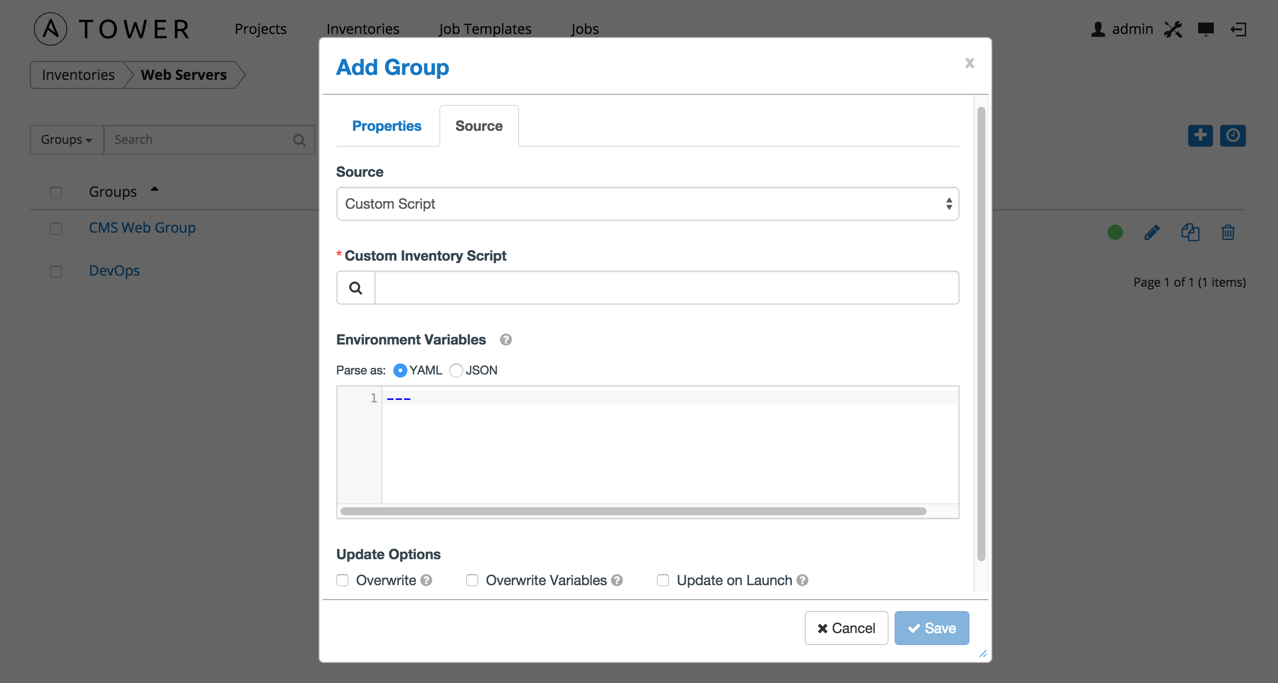 Inventories - create custom group for example inventory