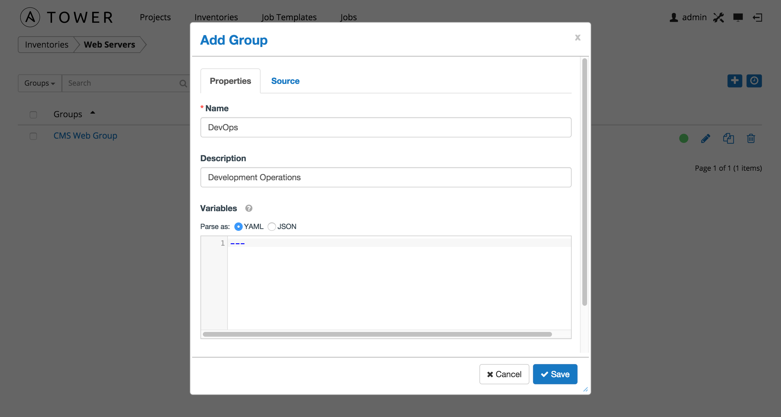 Inventories - create new group for example inventory