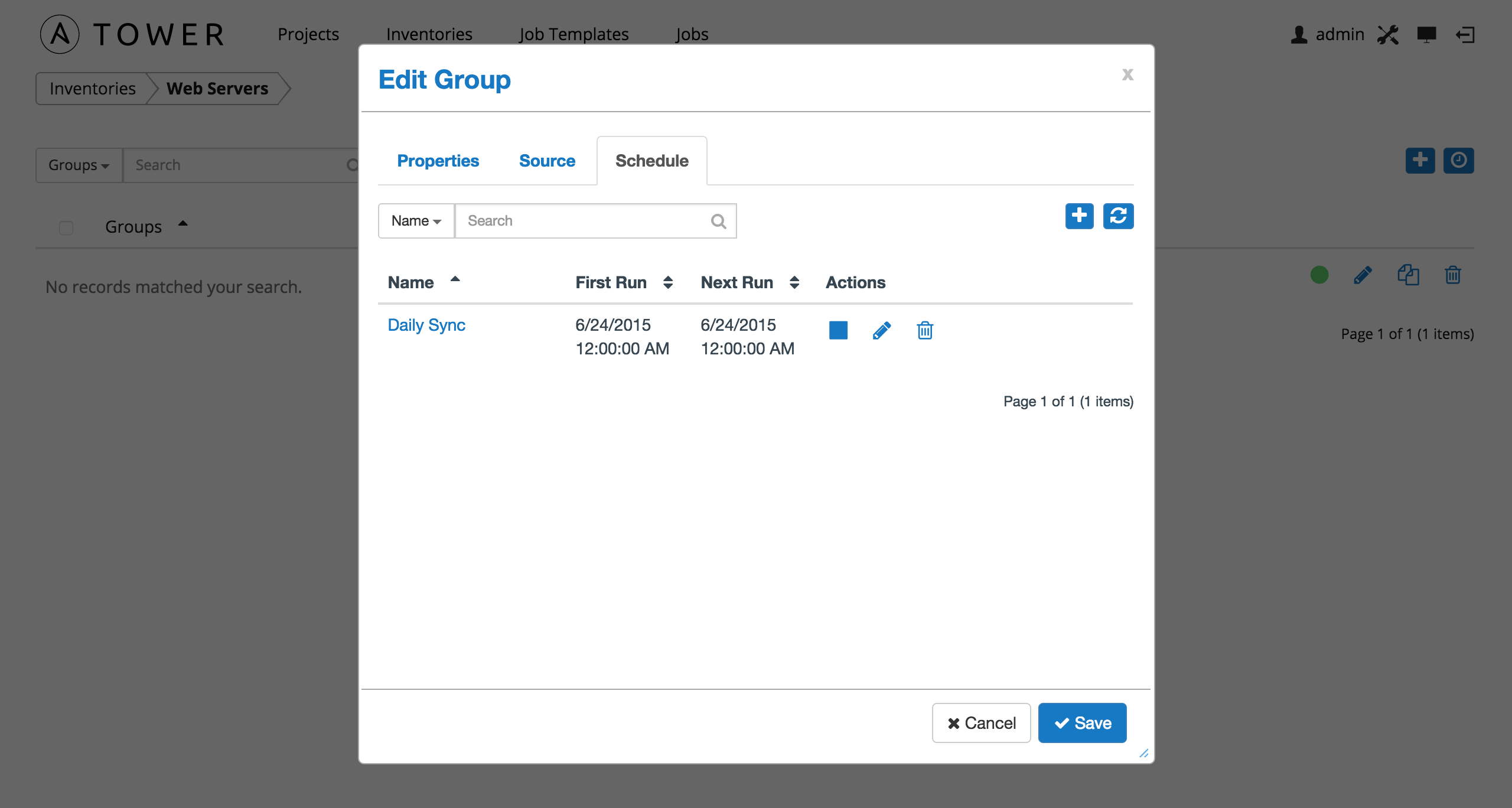 Inventories - group with example schedule