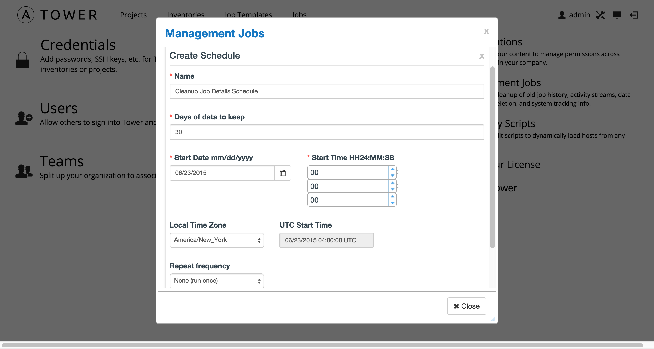 management jobs - cleanup job schedule