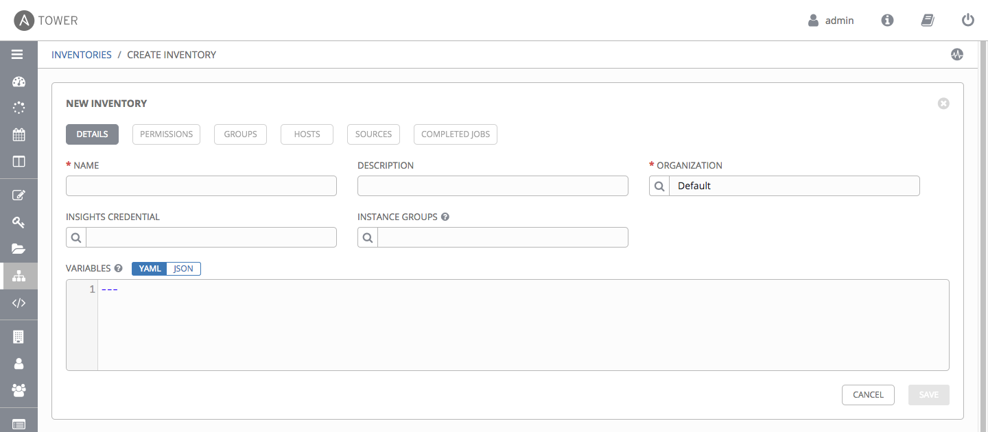 Inventories - create new inventory