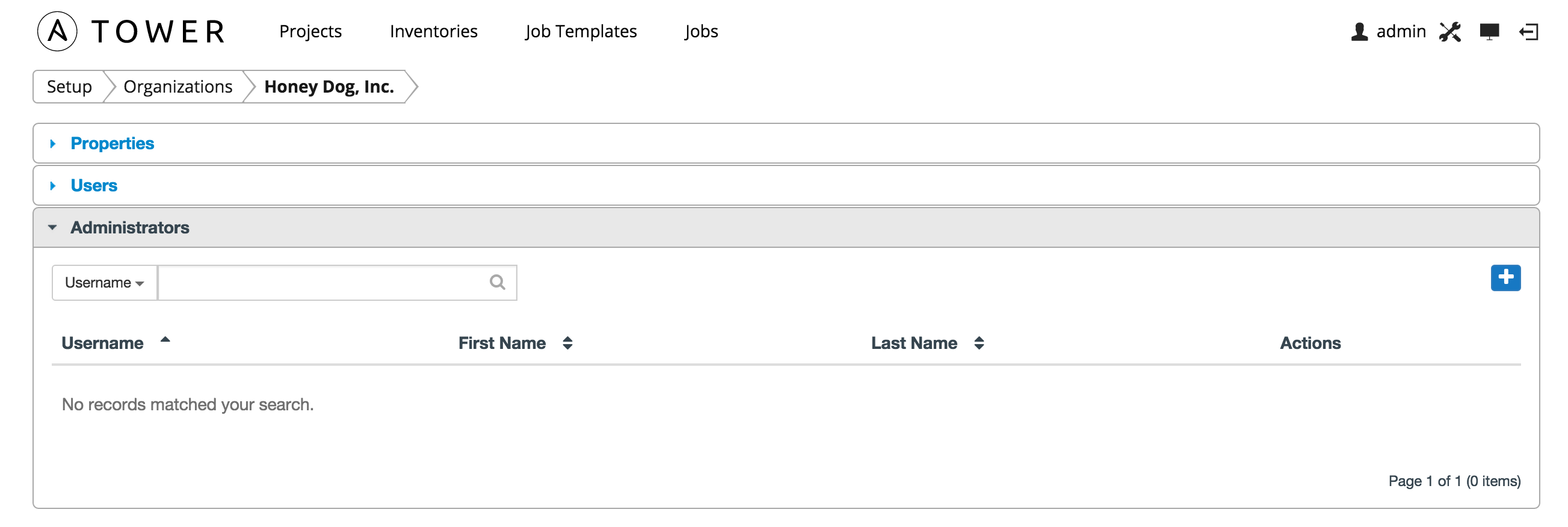 Organizations - show administrators for example organization