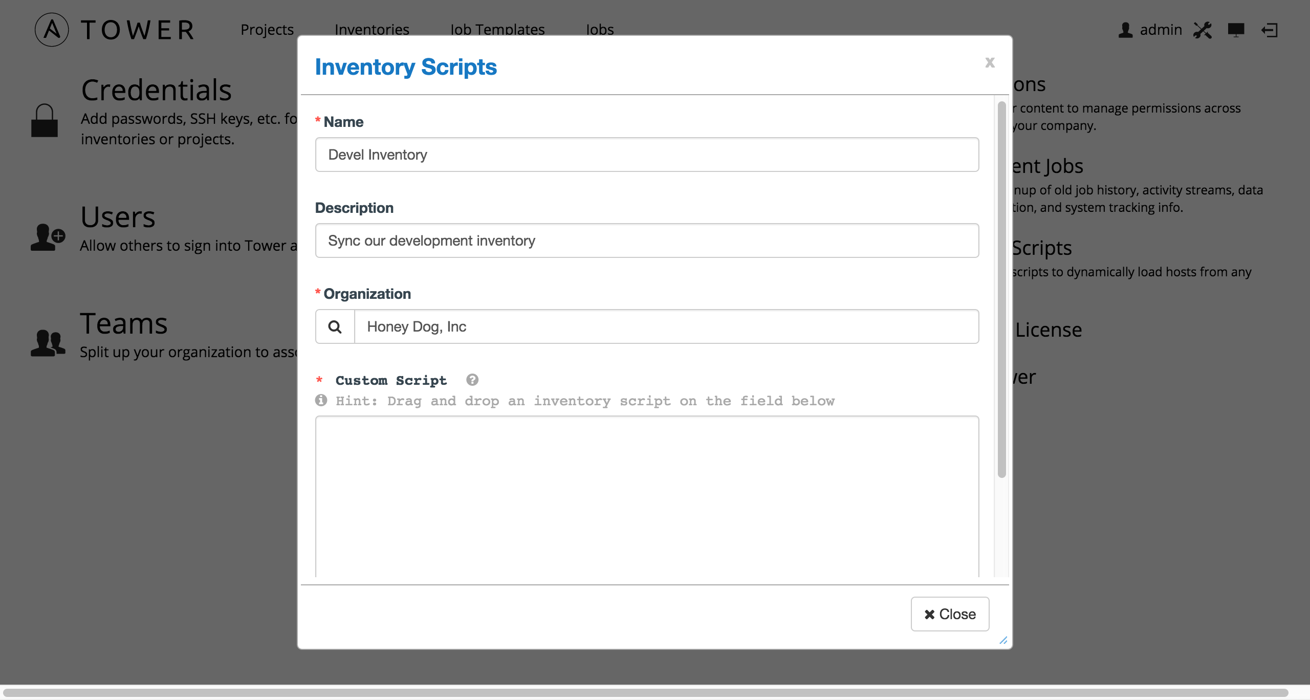 Inventory scripts - create new