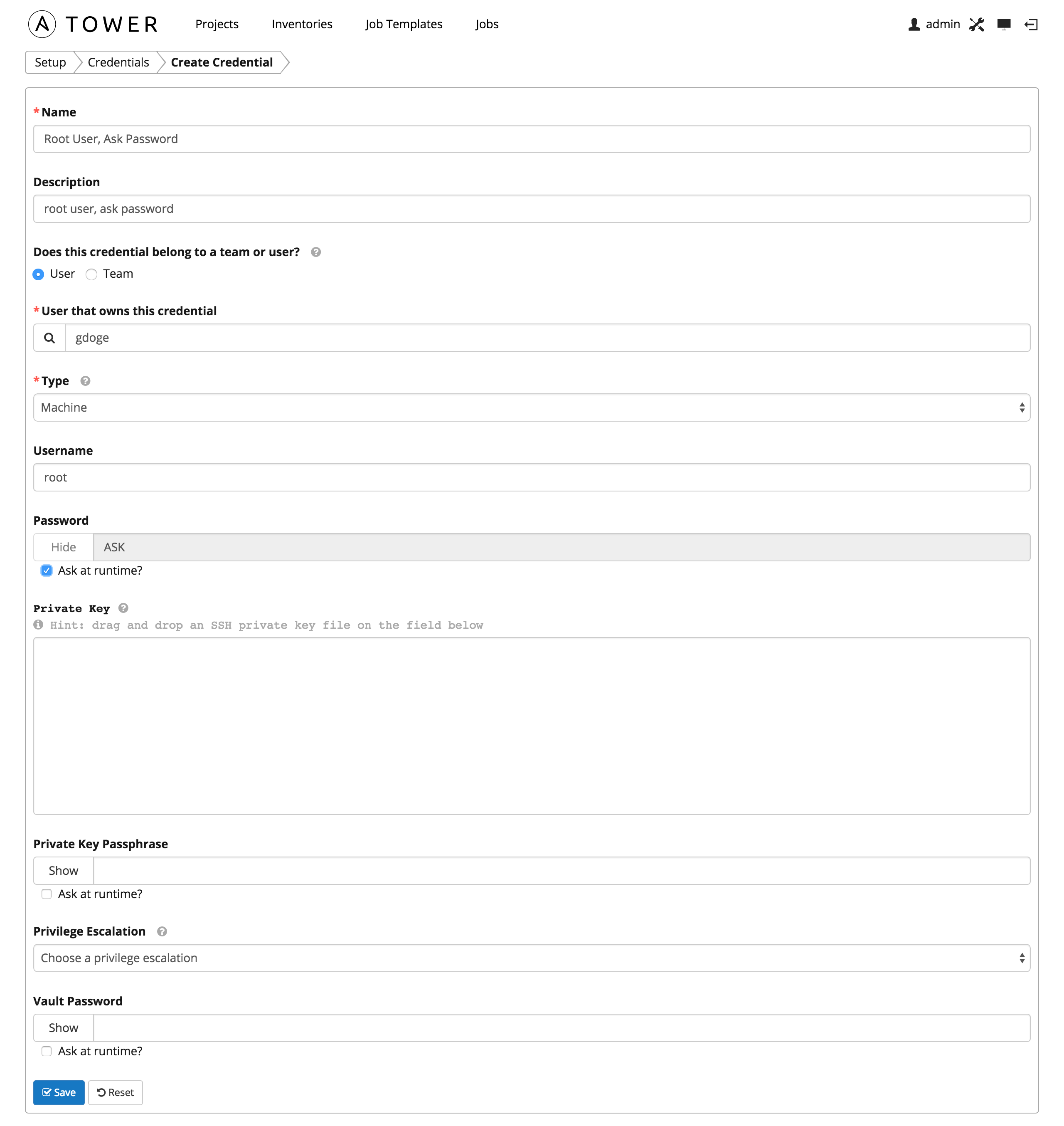 Credentials - check SSH password ask at runtime for new credential