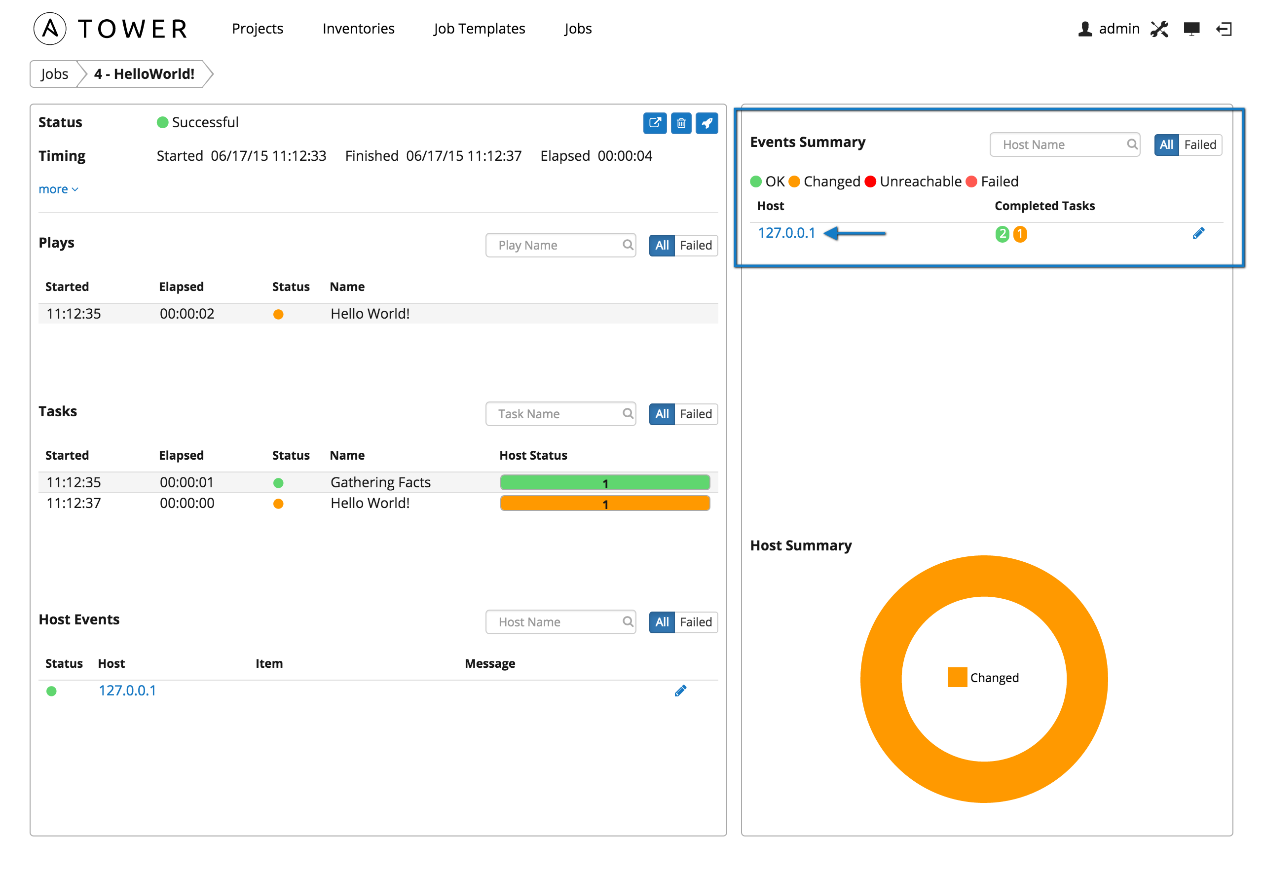 Job - select status events for newly run job