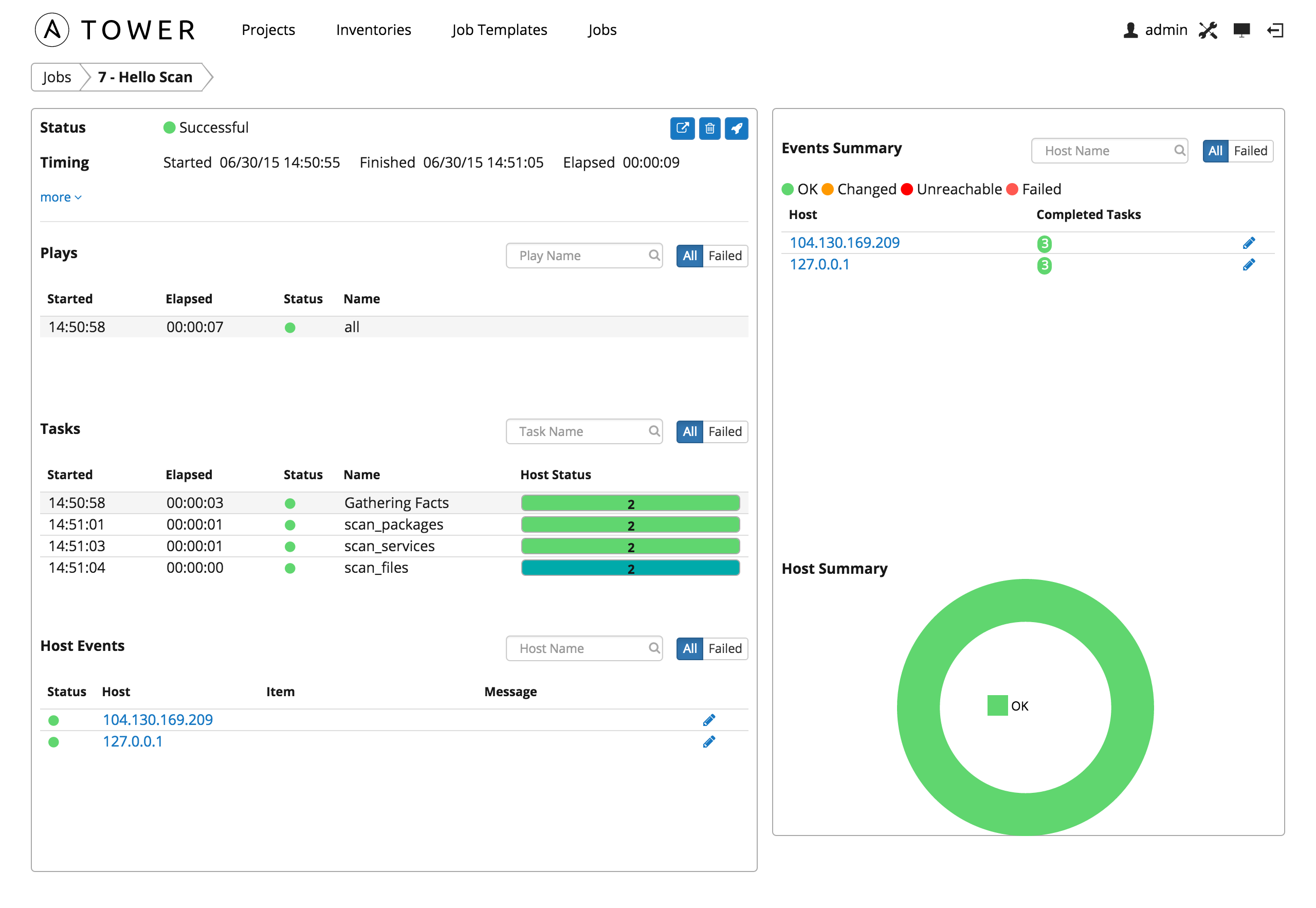 Inventories Scan Job - job page