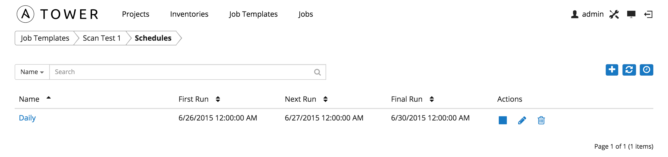 Inventories Scan Job - schedule saved