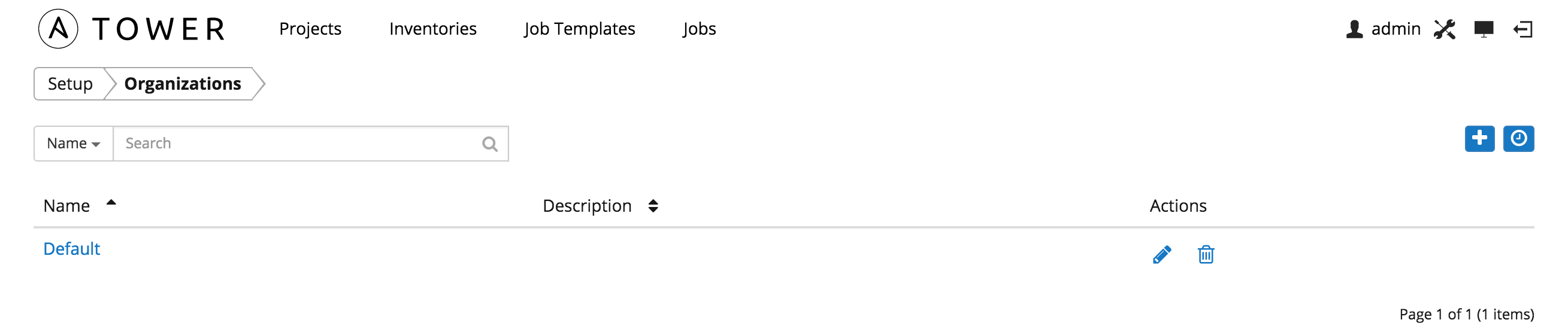 Organizations - home showing example organization