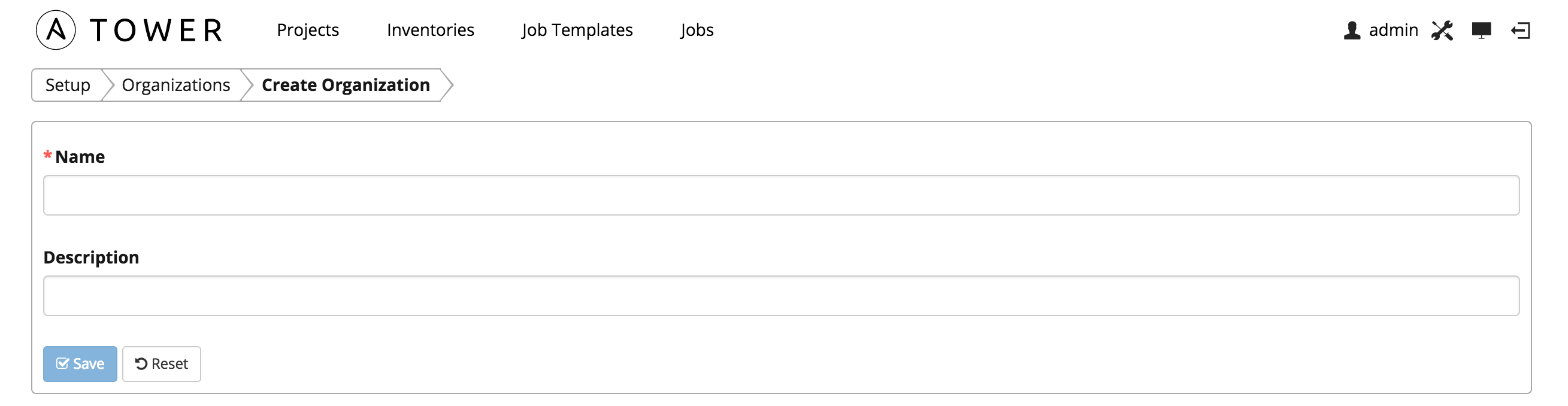 Organizations - new organization form