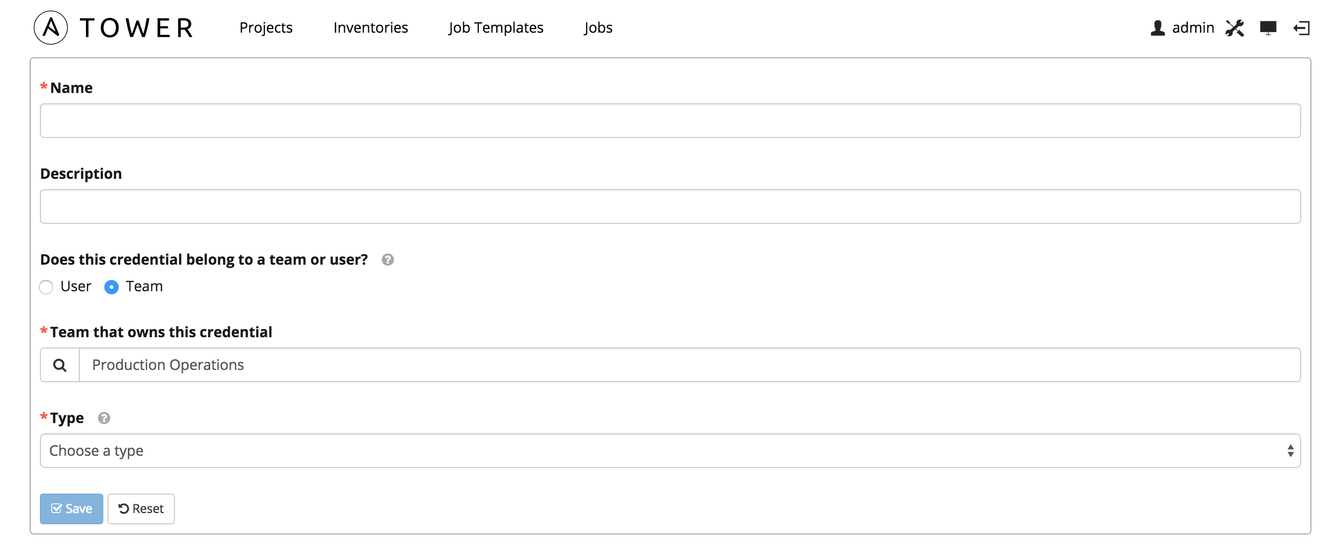 Teams - create credential for example team