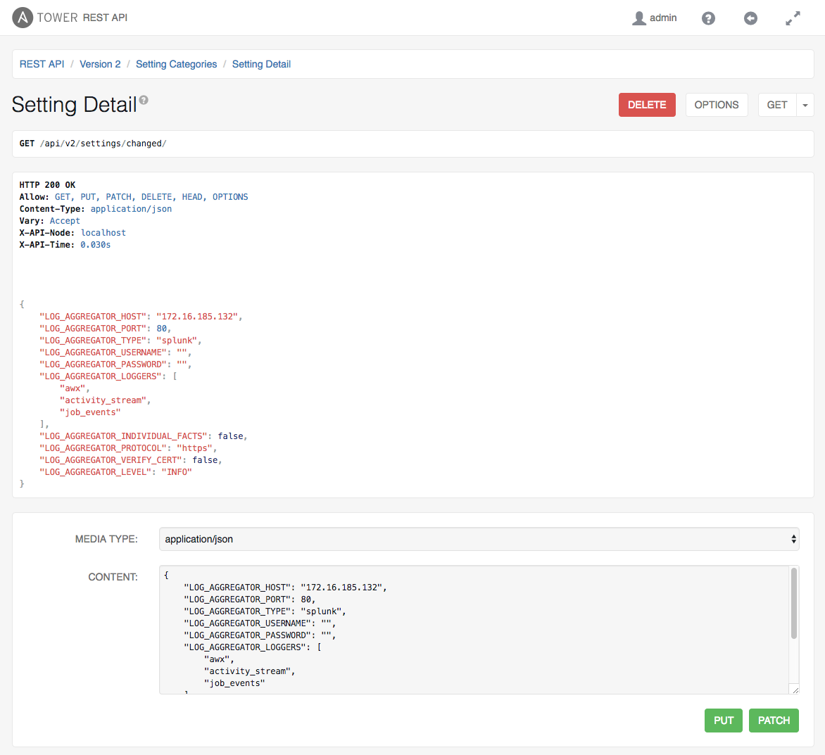 REST API - Changes to Settings