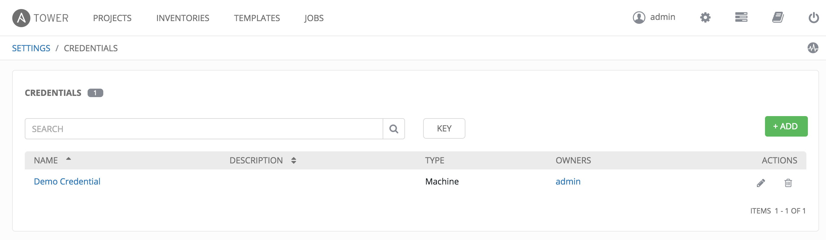 Credentials - home with example credentials