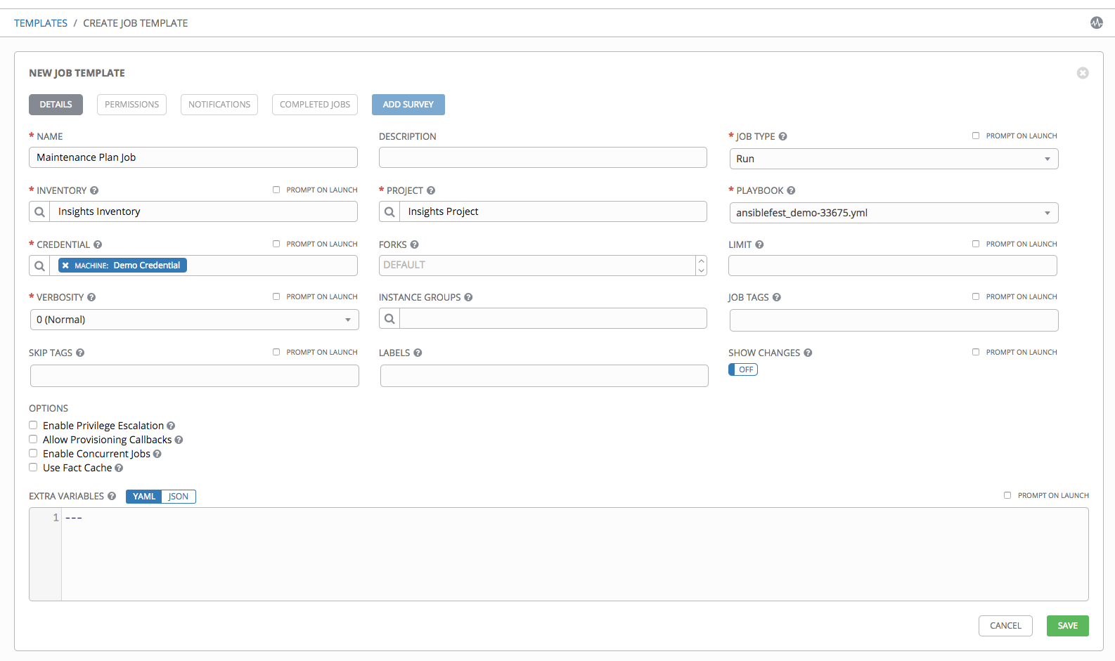 Insights - maintenance plan template filled