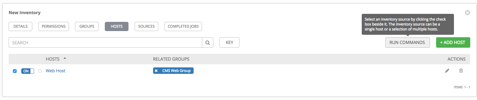 Inventories add group host