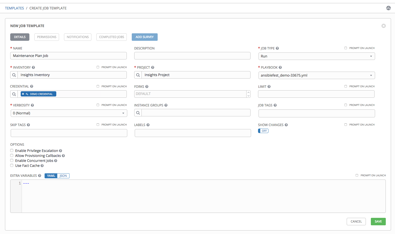 Insights - maintenance plan template filled