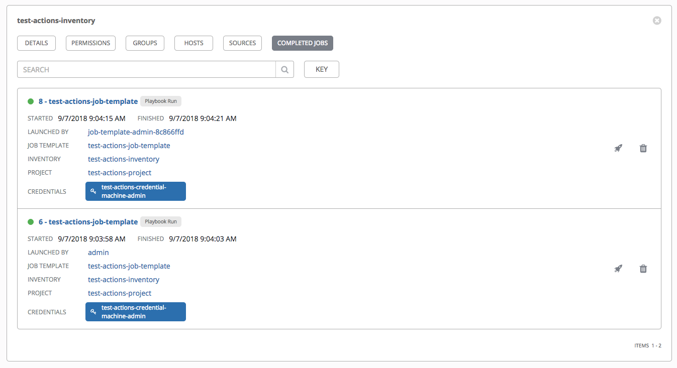 Inventories view completed jobs
