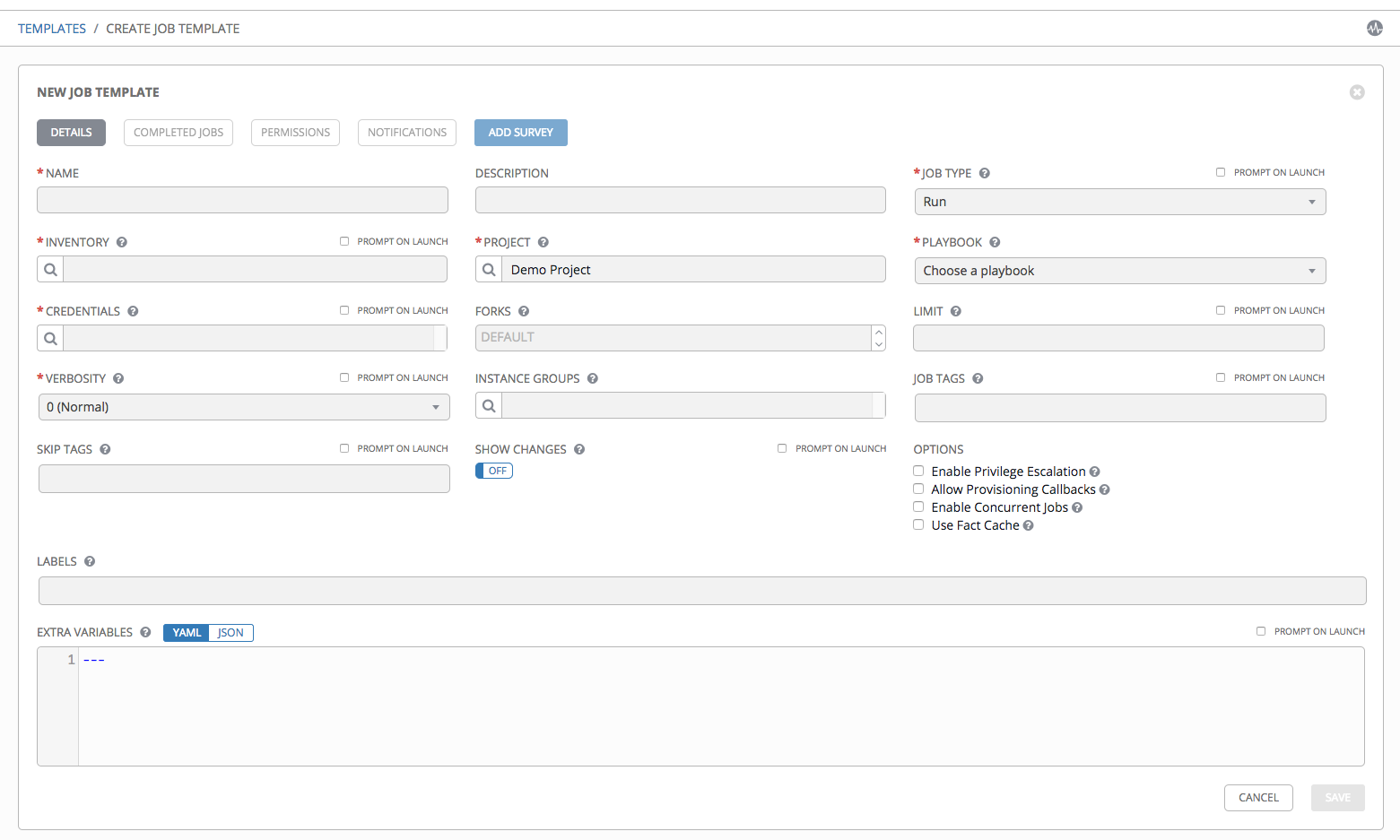 Job templates - create new job template