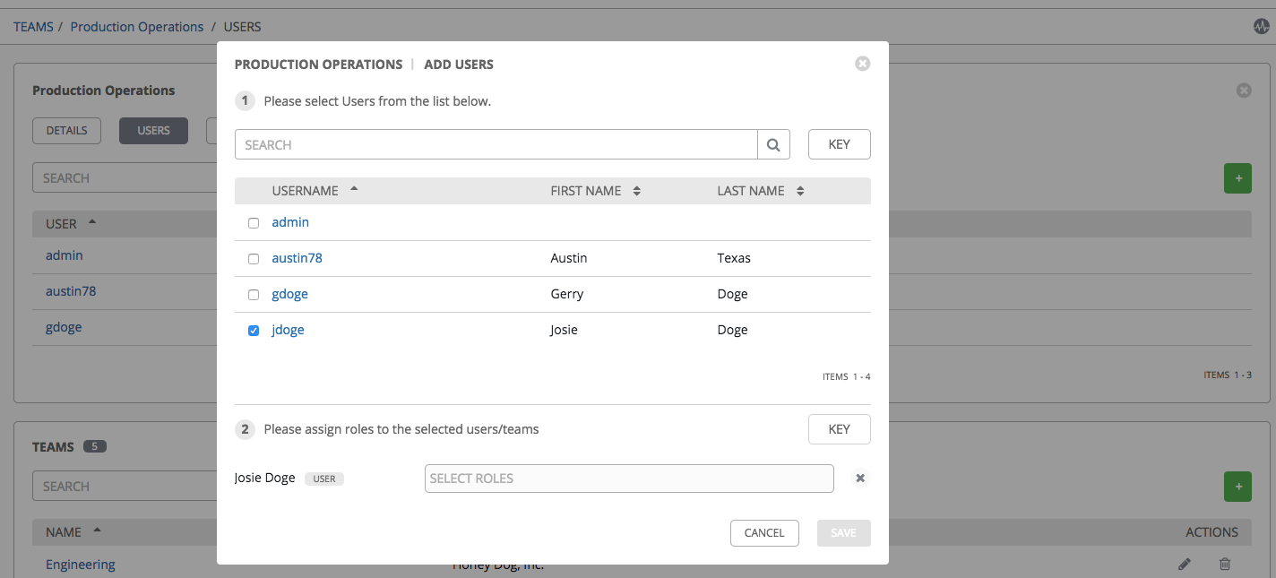 Teams - add users for example team