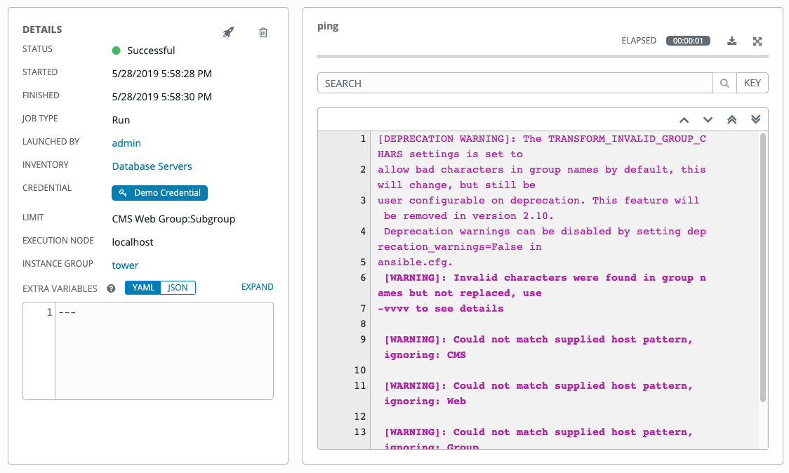 ad hoc-commands-inventory-results-example