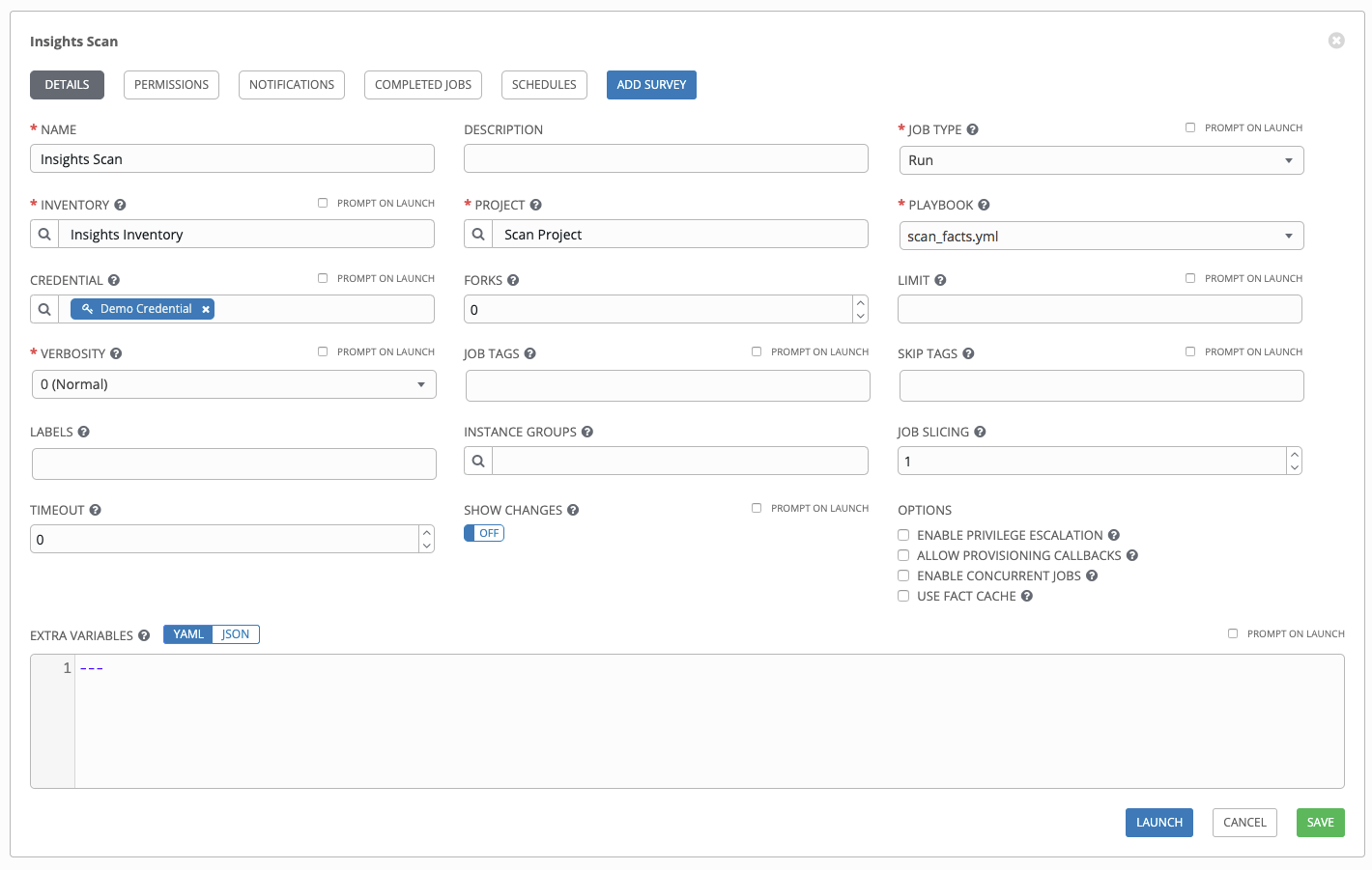 Insights - scan job template