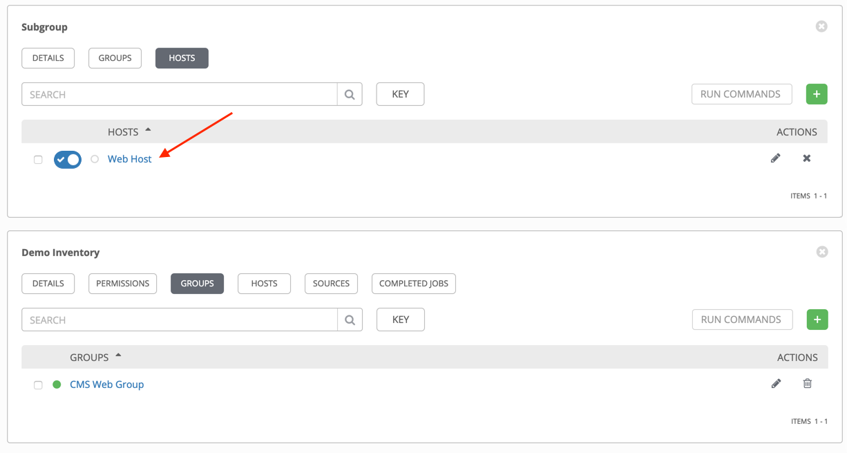 Inventories add group host