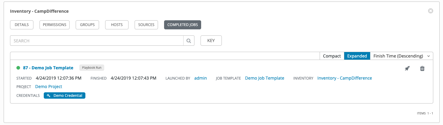 Inventories view completed jobs