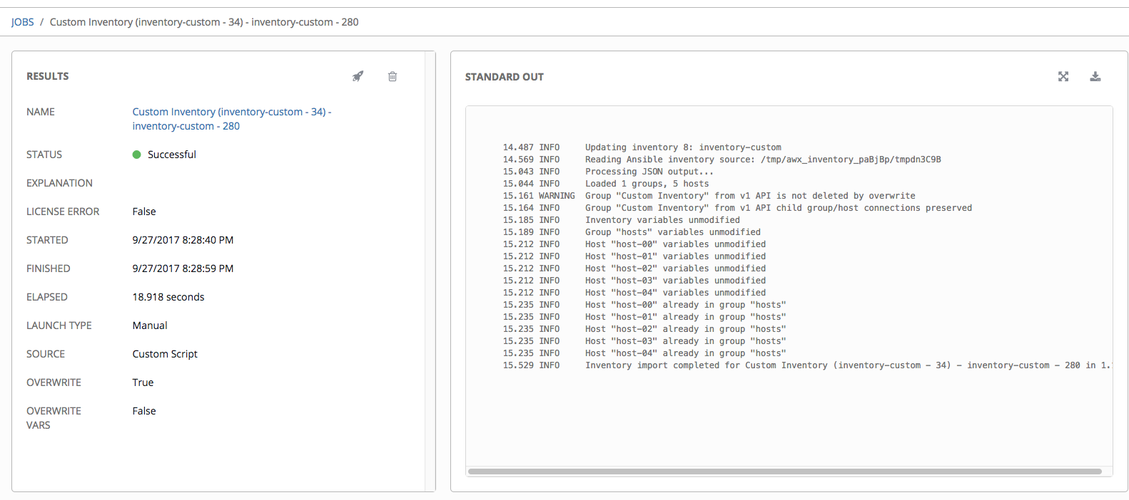 job details example of inventory sync