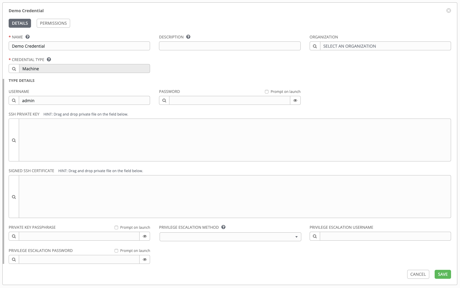 Credentials - review demo credential