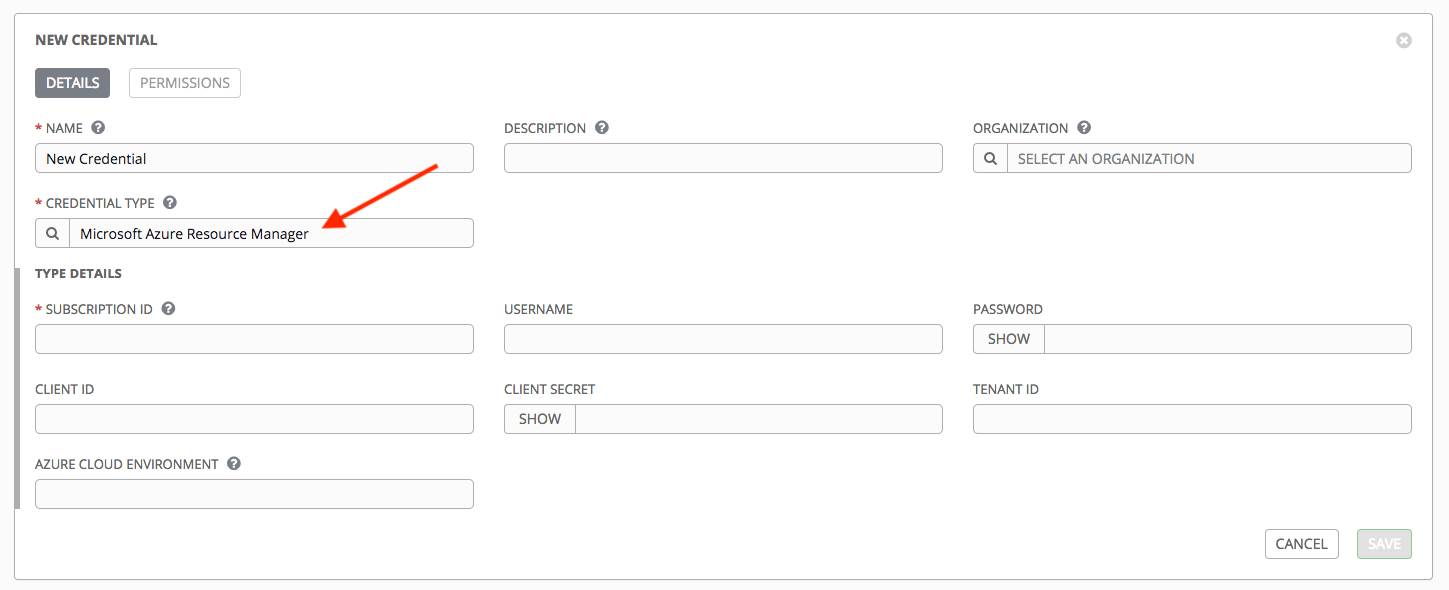 Credentials - create Azure credential