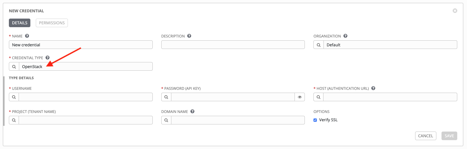 Credentials - create OpenStack credential