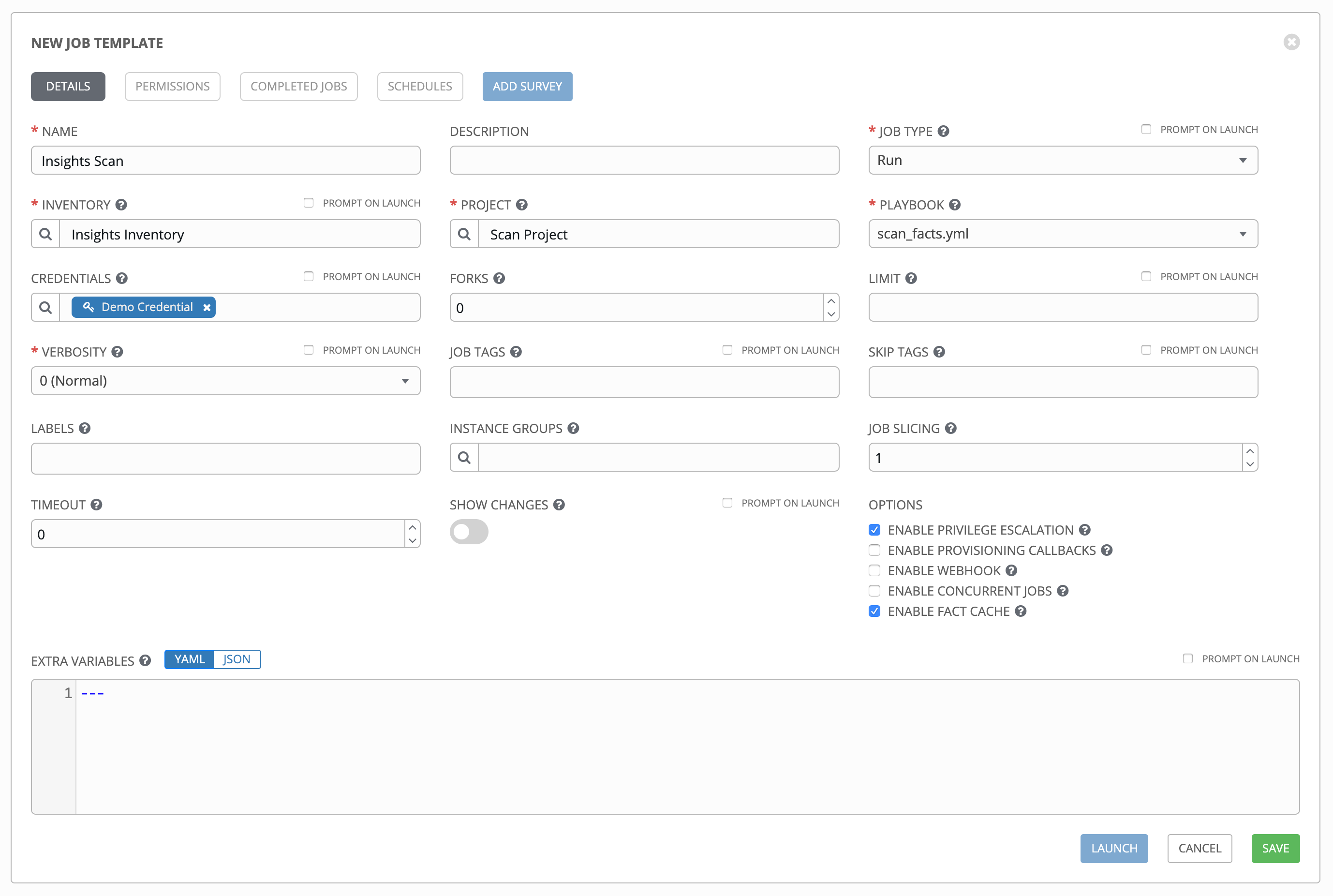 Insights - scan job template