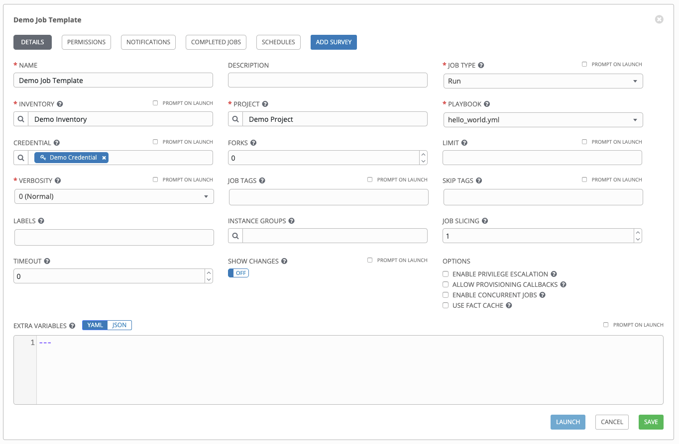 Job templates - demo form