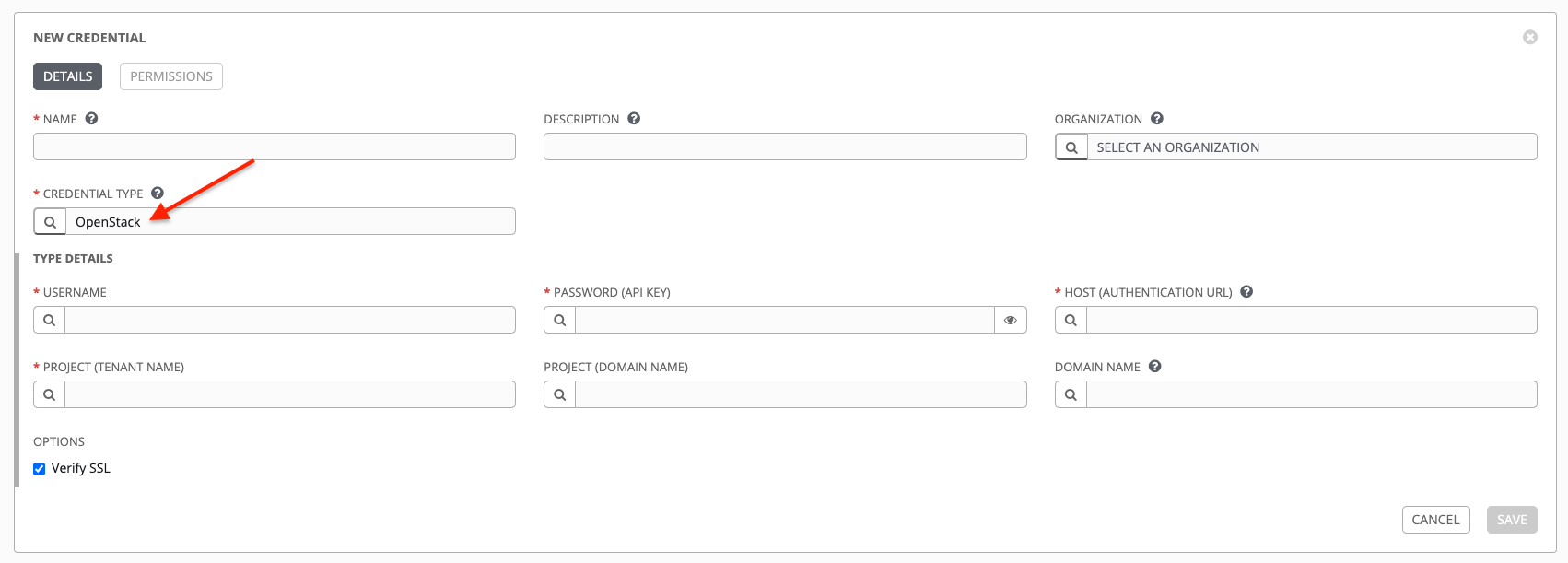 Credentials - create OpenStack credential