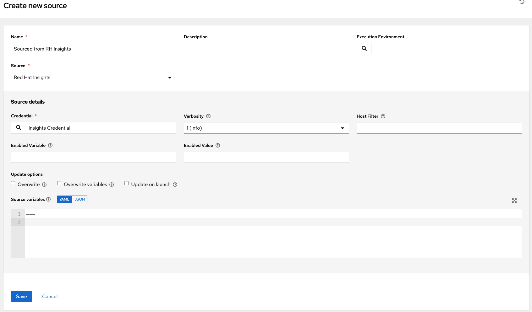 Inventories - create source - RH Insights example