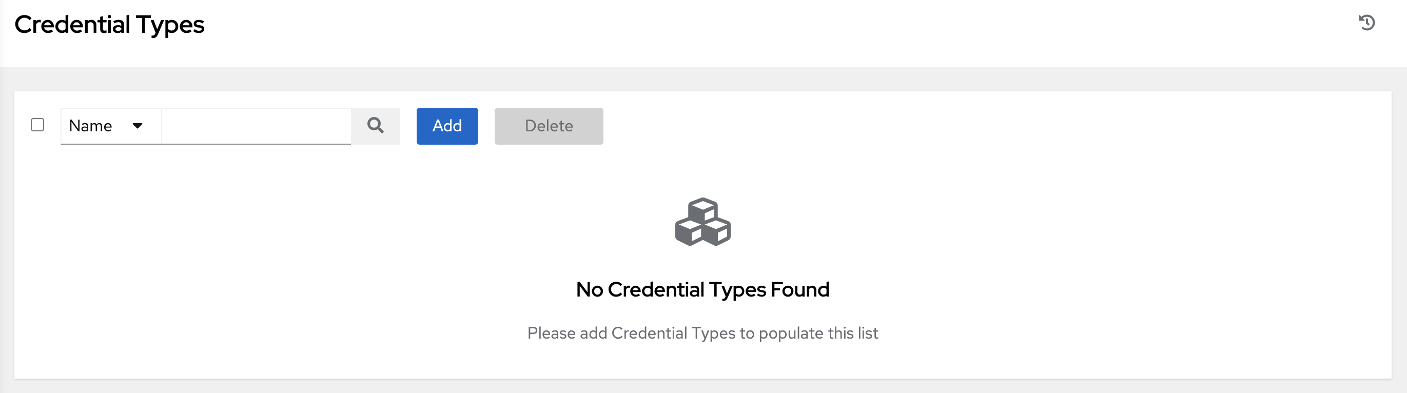 Credential Types - home empty