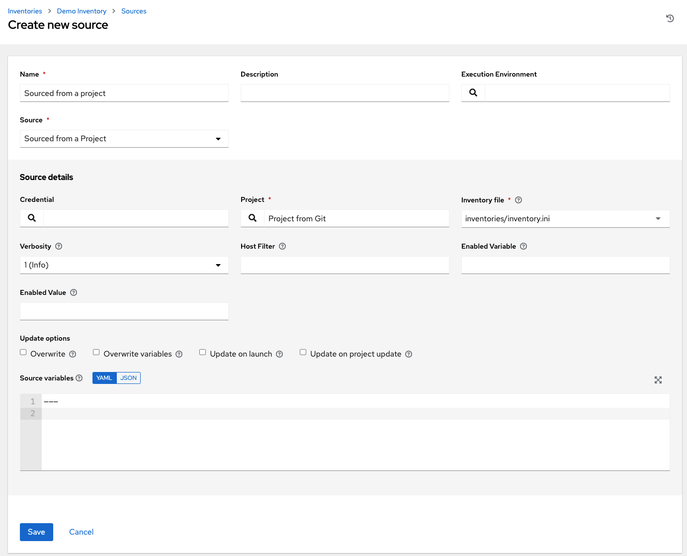 Inventories - create source - sourced from project example