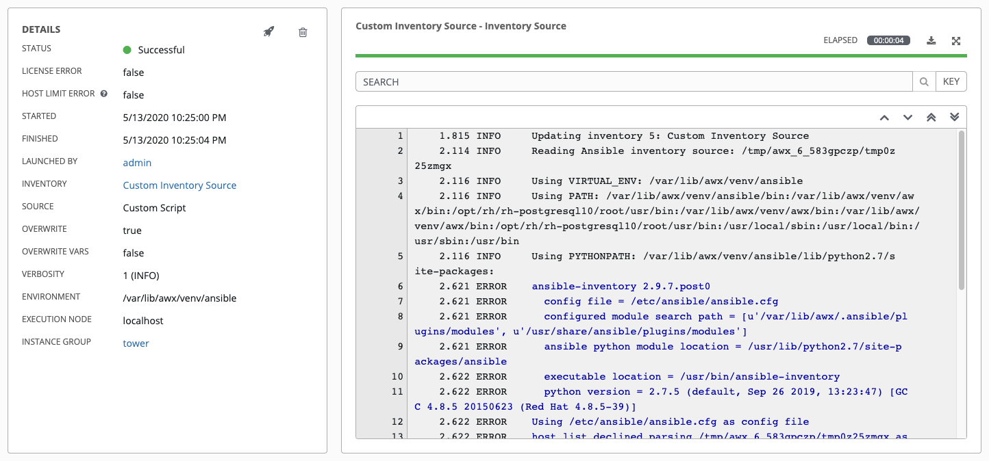 job details example of inventory sync