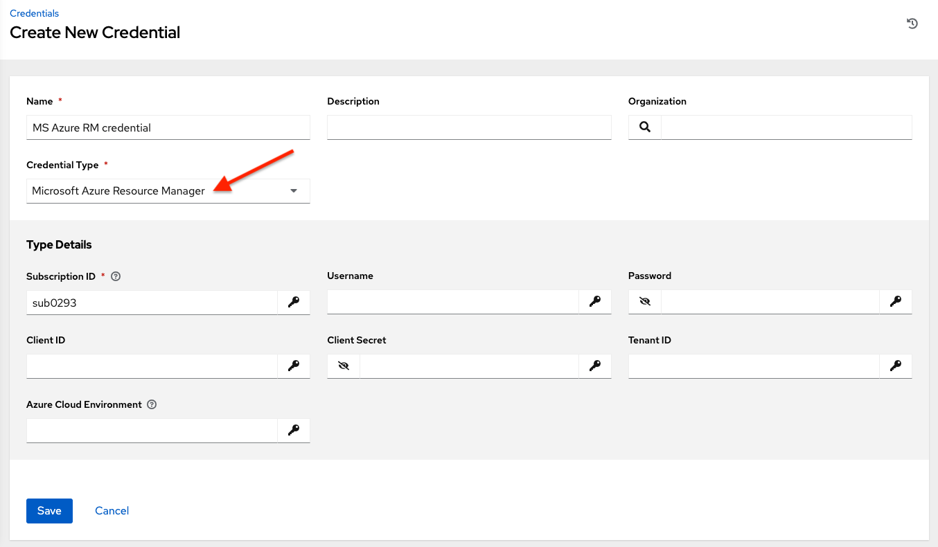 Credentials - create Azure credential