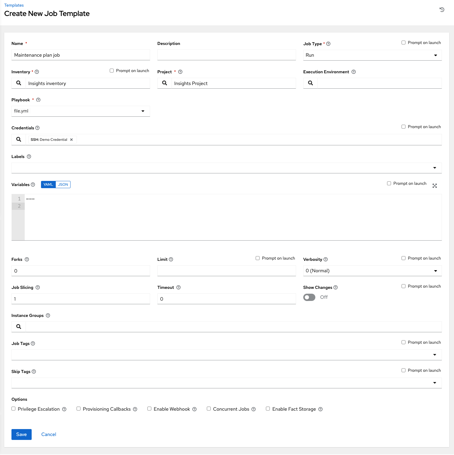 Insights - maintenance plan template filled