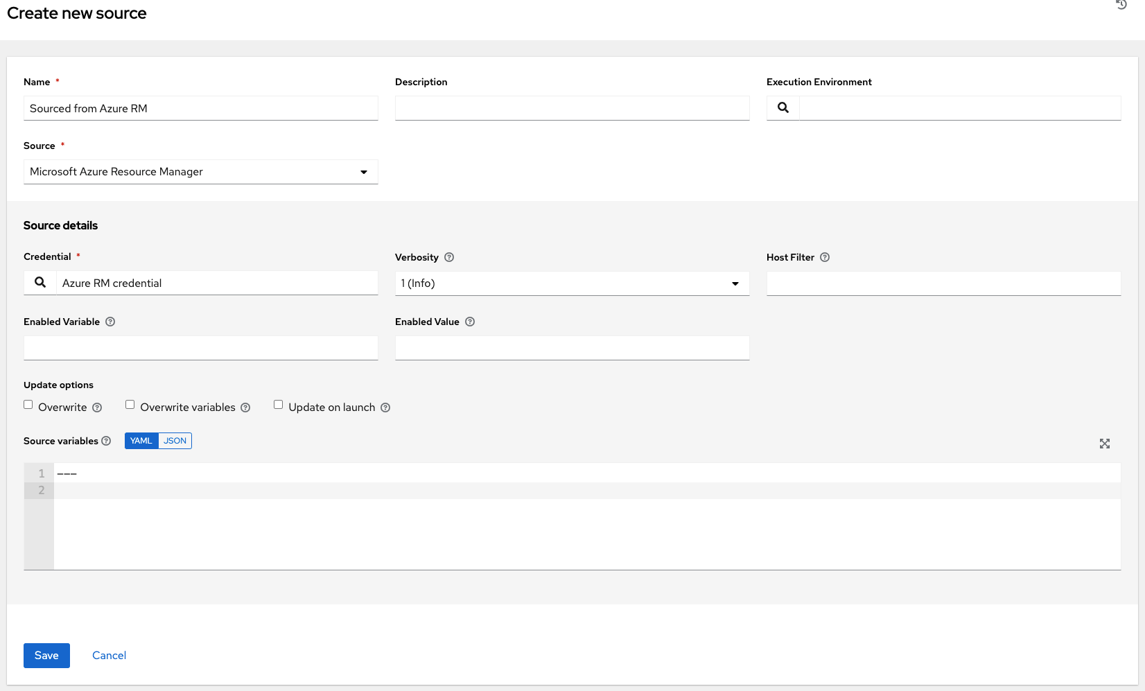 Inventories - create source - Azure RM example