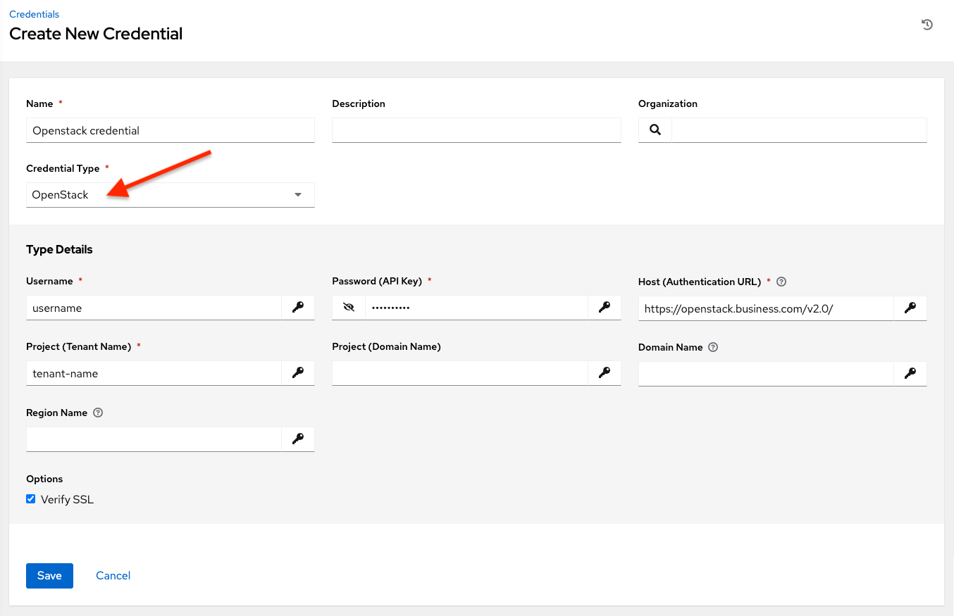 Credentials - create OpenStack credential