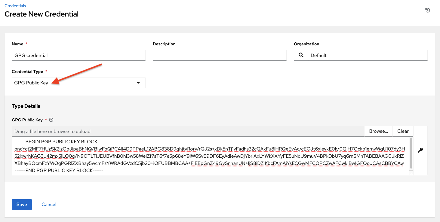 Credentials - create GPG credential