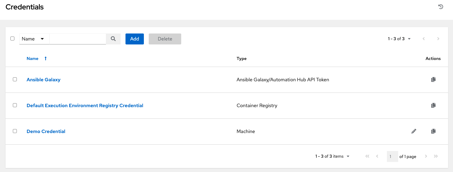 Credentials - home with example credentials