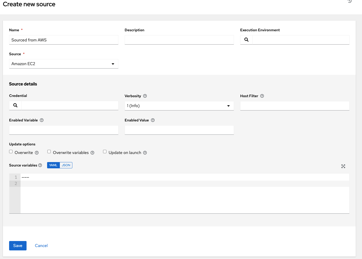 Inventories - create source - AWS EC2 example