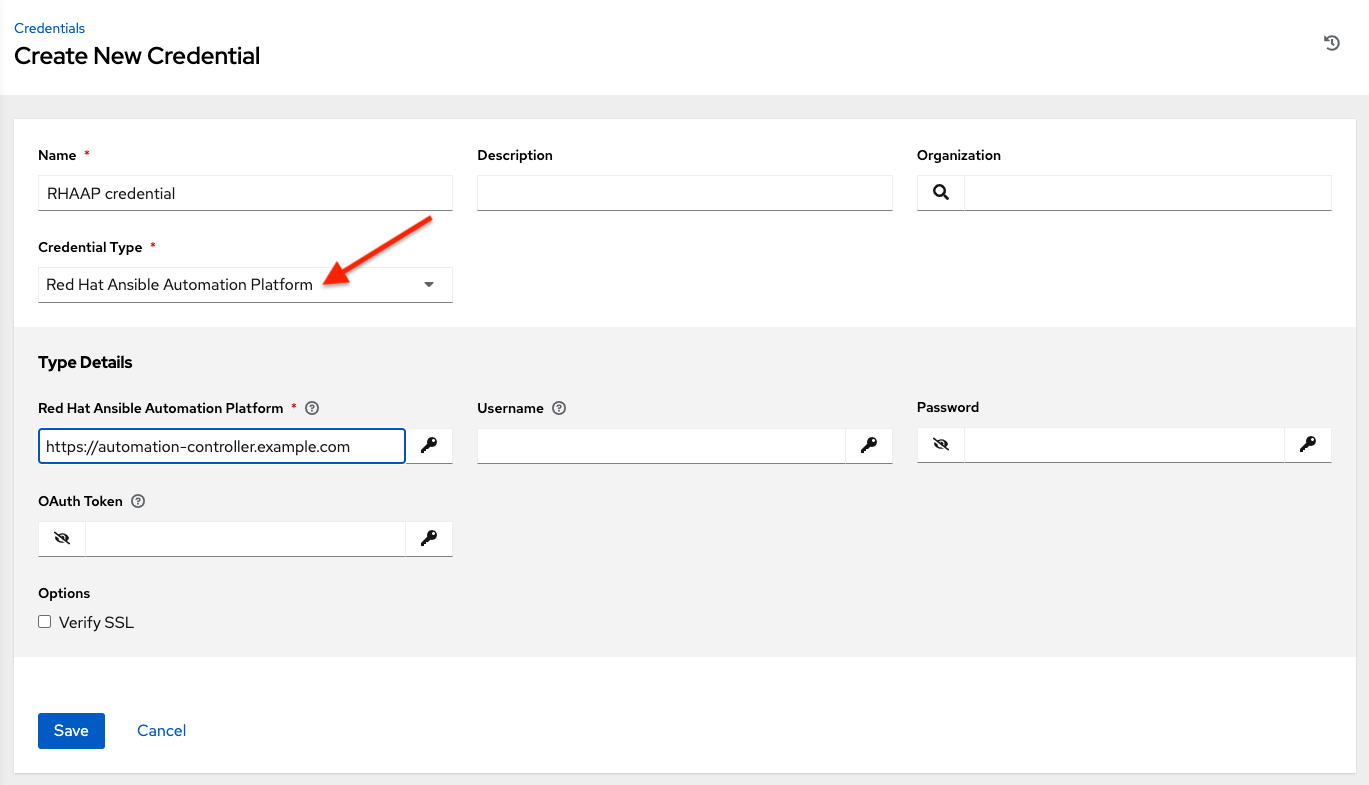 Credentials - create tower credential