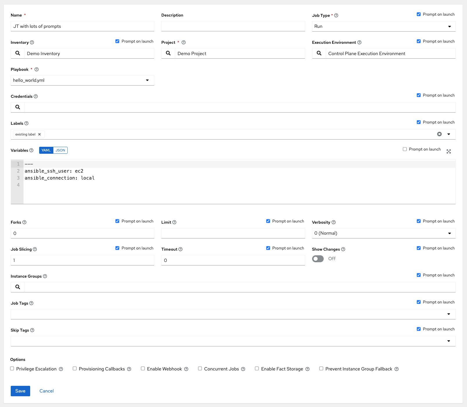 Job templates - create new job template