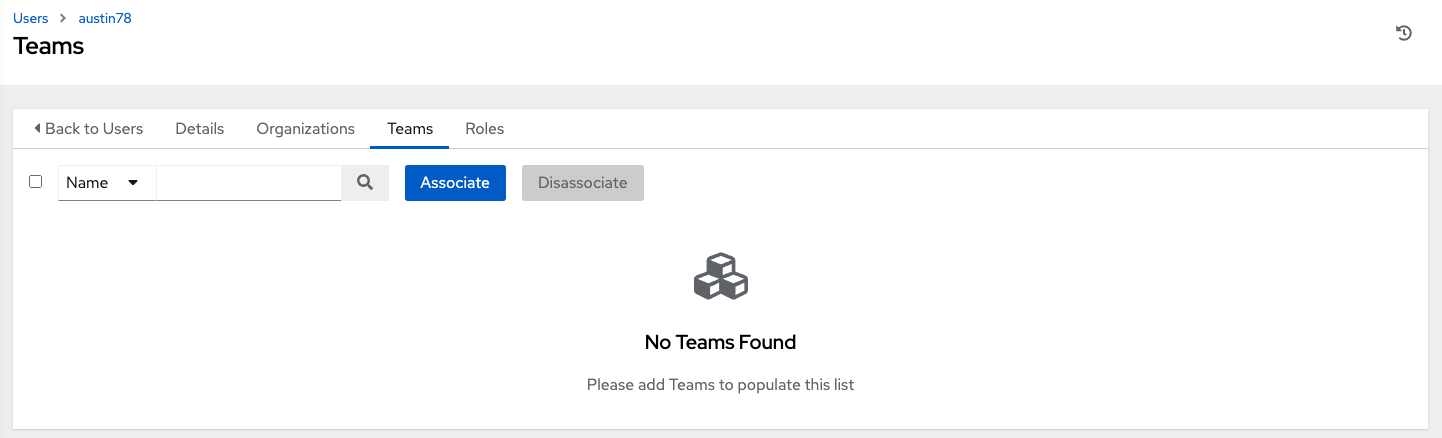 Users - teams list for example user