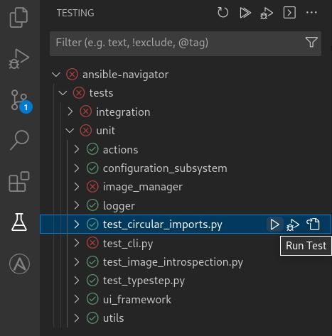VSCode test tree